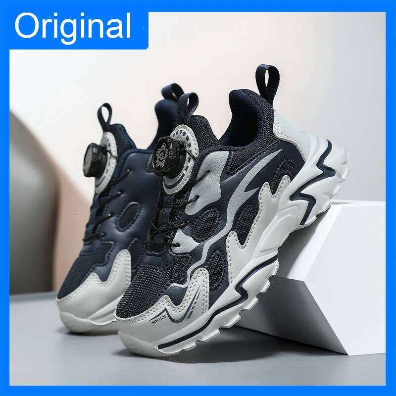 Sports Spring Breathe Mesh Thick Sole Light Anti Slip Children Daily Wear Casual Student Soft Running Shoes 26W0224