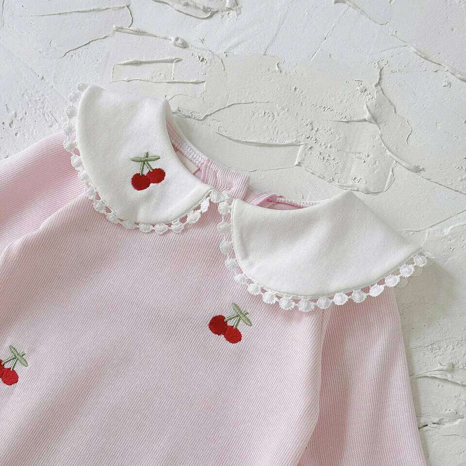 Autumn New Children's Long Sleeved Jumpsuit Cherry Print Jumpsuit,Toddler Bodysuit Kids Clothing 0-18 Months 26H0224