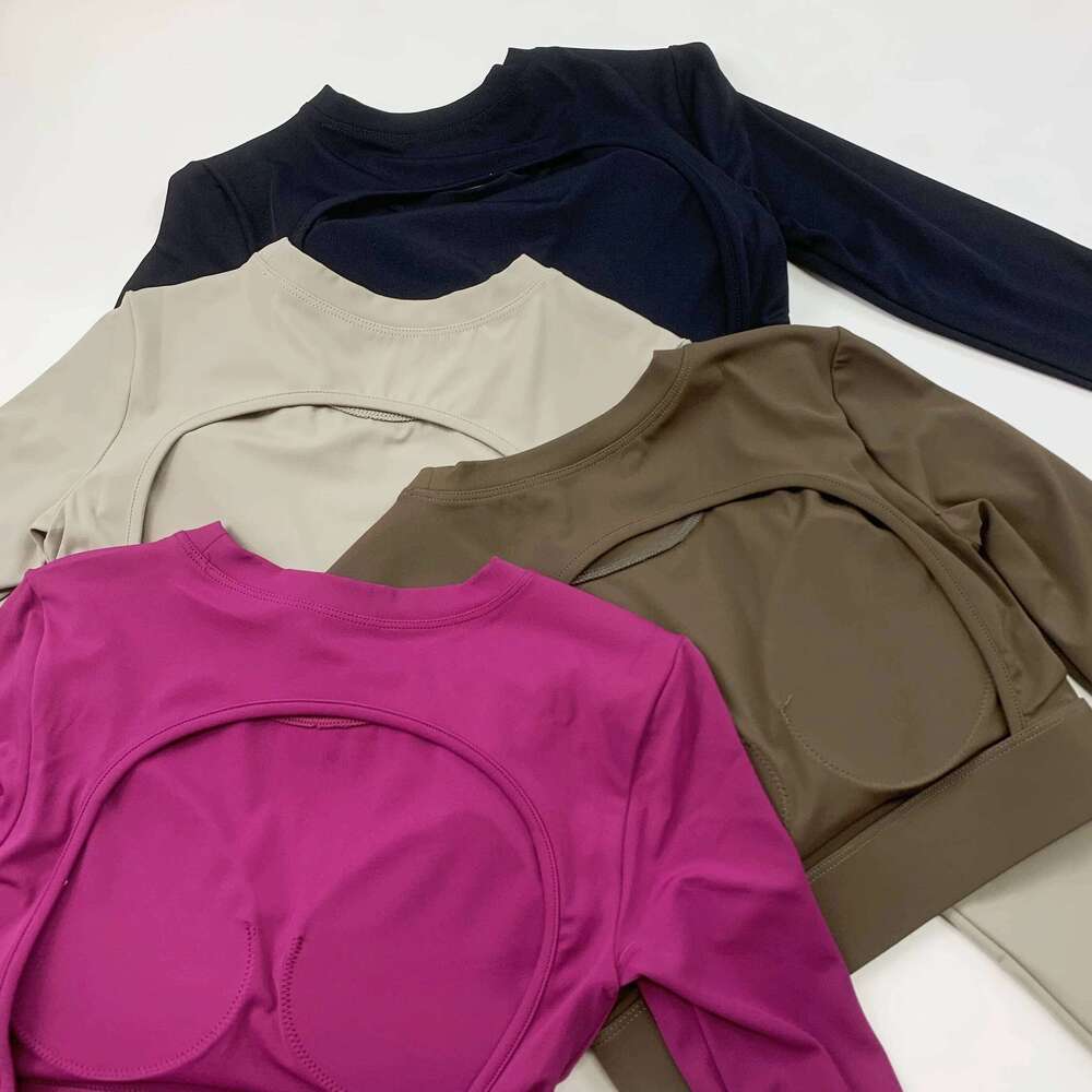 Women's Yoga Top with Chest Pads, Tight-fit Pilates Slimming Sports Long-sleeve Running Quick-dry Training Fitness Wear 26Y0224