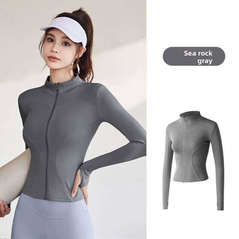 2026 Spring and Summer New Yoga Clothes Sports Top Long Sleeve Running Fitness Women's Zipper Collar Waist 26Y0224