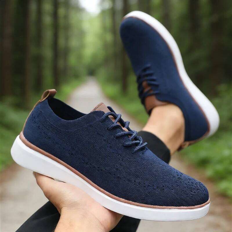 New Men's Mesh Sneakers Casual Versatile Knit Lightweight Comfortable Sole Walking Breathable Non-Slip Running Shoes