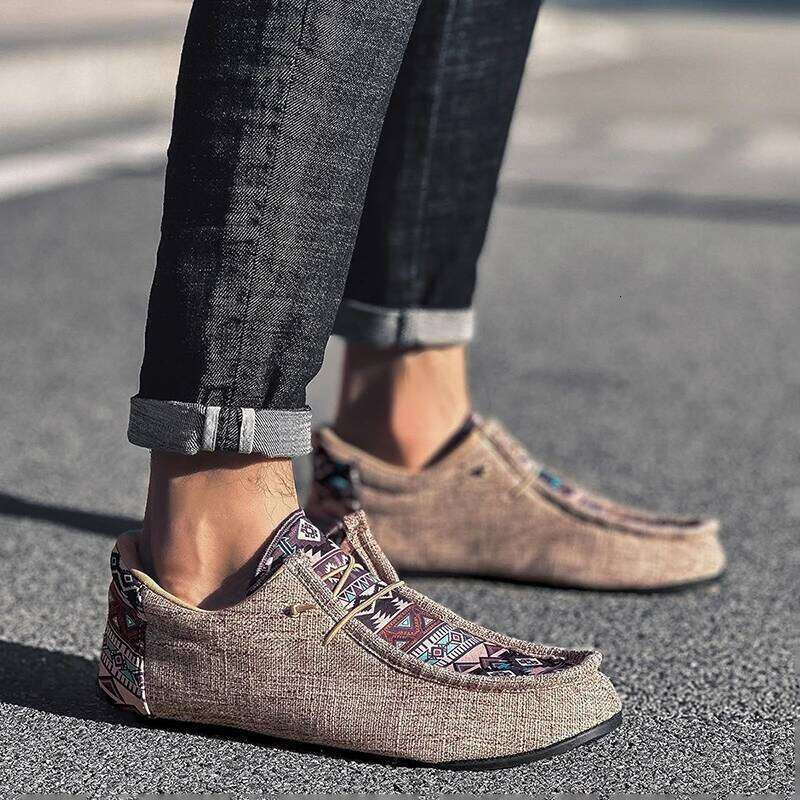 Mens Casual Loafers Lightweight Comfortable Canvas Summer Non Slip Breathable Boat Shoes for Men Outdoor Walking Flats Shoe