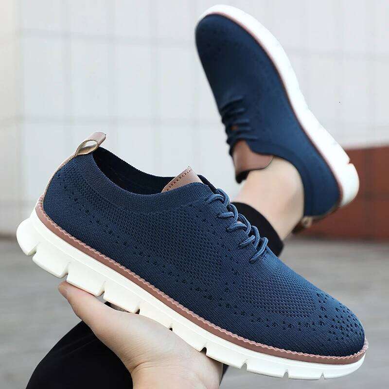 2026 New Trendy Men's Knit Casual Breathable Lightweight Comfortable Daily Walking Sneakers Fashion Mesh Lace-Up Shoes Men
