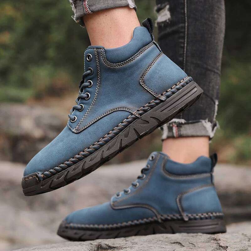 Men's Black High Top Ankle Boots Non-Slip Comfortable Casual Outdoor Sneakers for Spring Autumn 2025 Fashion Botas Hombre