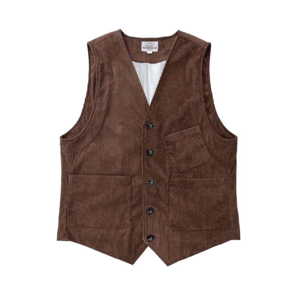 Cross-Border In-Stock Men's Retro Corduroy Vest British Business Casual Top American Style Waistcoat