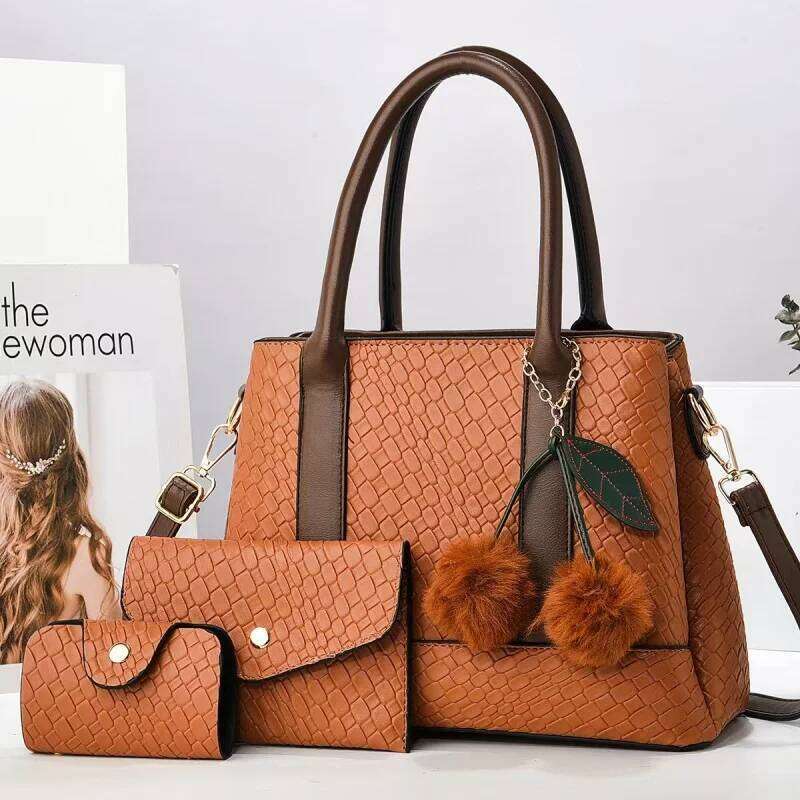 New Style Women's Simple Large Capacity Handbag Trendy Spliced Mother and Child Set Bag Z260224