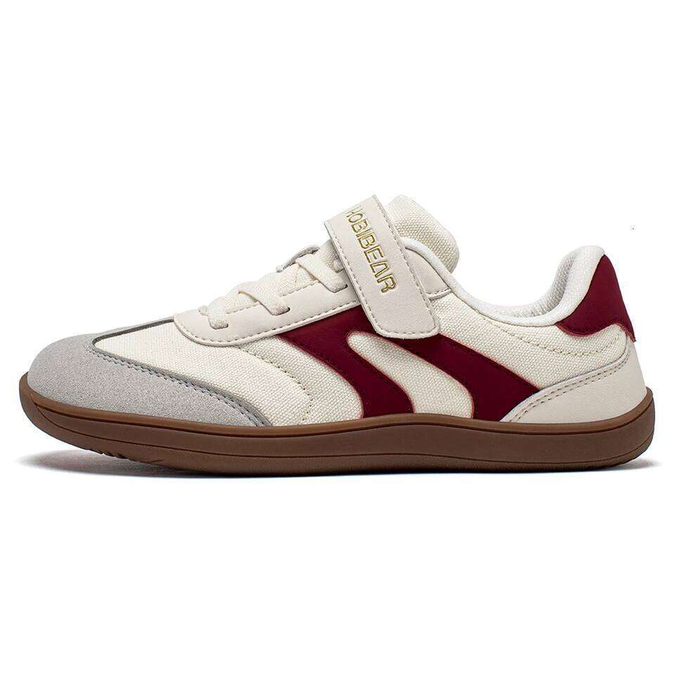 HOBIBEAR Boys Girls Barefoot Wide Toe Zero Drop Sneakers Retro Lightweight Hook Loop Minimalist Shoes for Big Kids 26W0224