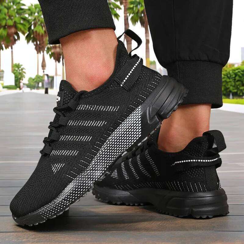 Men Running Shoes New 2025 Breathable Mesh Outdoor Casual Sneakers Lightweight Comfortable Women Shock-absorption Black Tennis