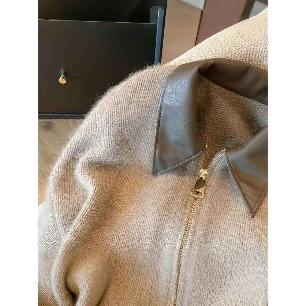 Mardi Hefxessdr Patchwor Zipper Cropped Cardian Women Thic Autumn Knitted Sweater Bomber Jacet Vintae s Short Fitted Knitwear Coat