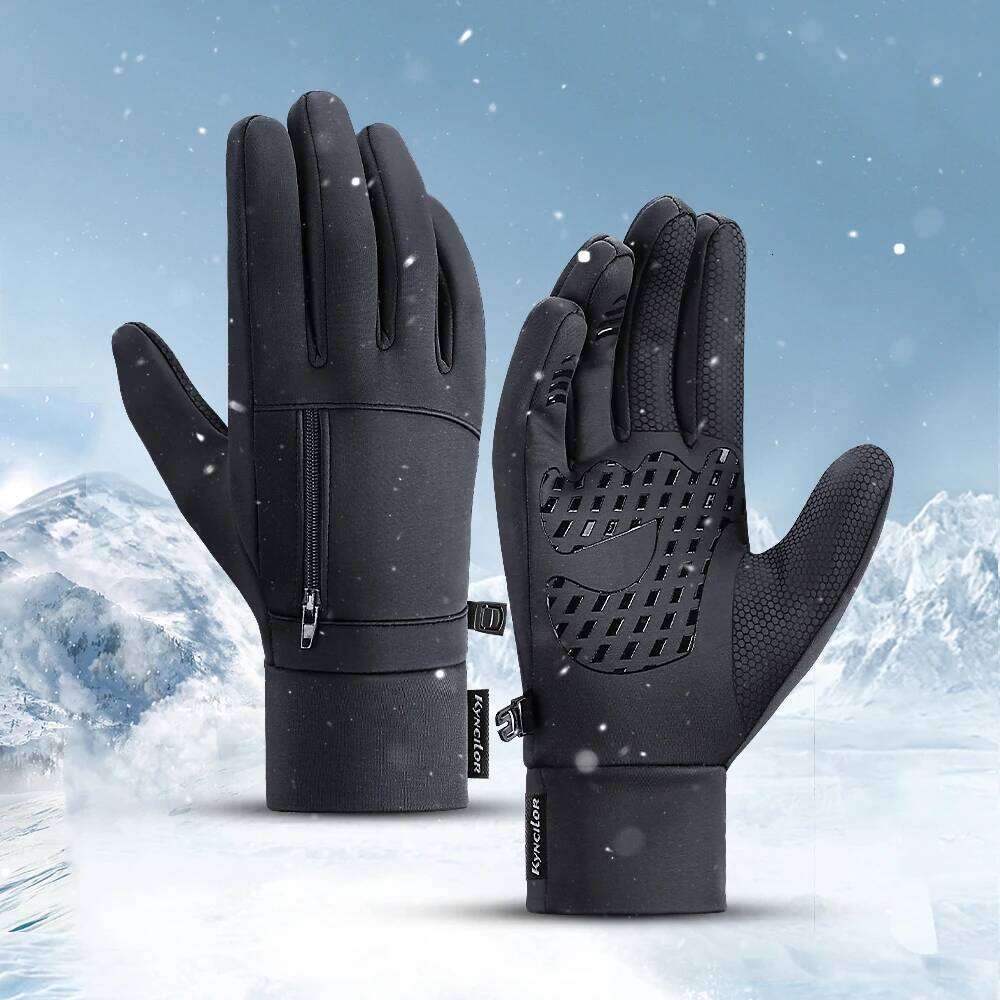 1 pair of autumn winter outdoor sports men's and women's thick velvet touch screen skiing warm riding gloves, windproof 26H0224