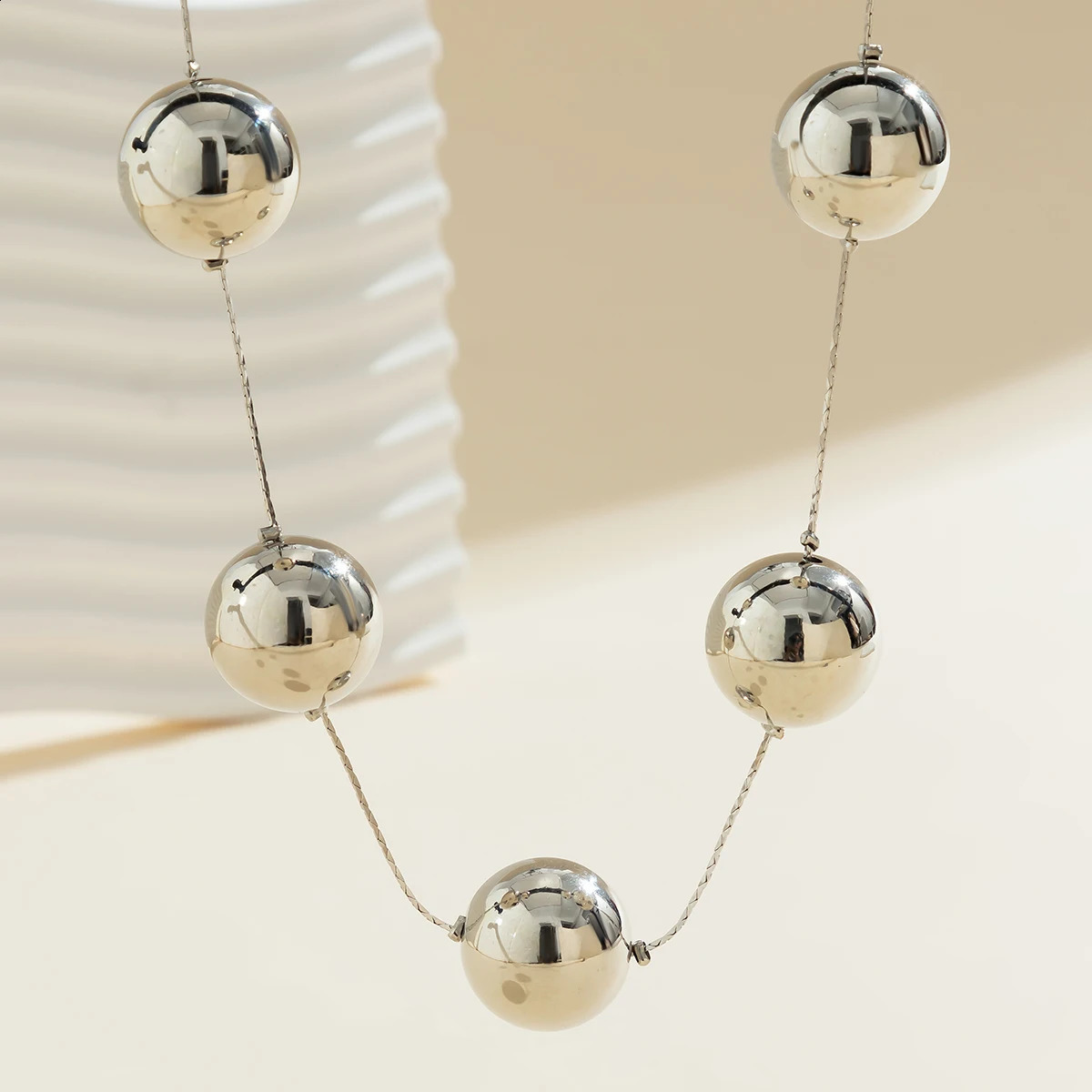 Salircon Punk Simple Metal Big Ball Bead Chain Clavicle Necklace Gothic Aesthetics Fine Snake Chain Choker Womens Trend Jewelry 260208