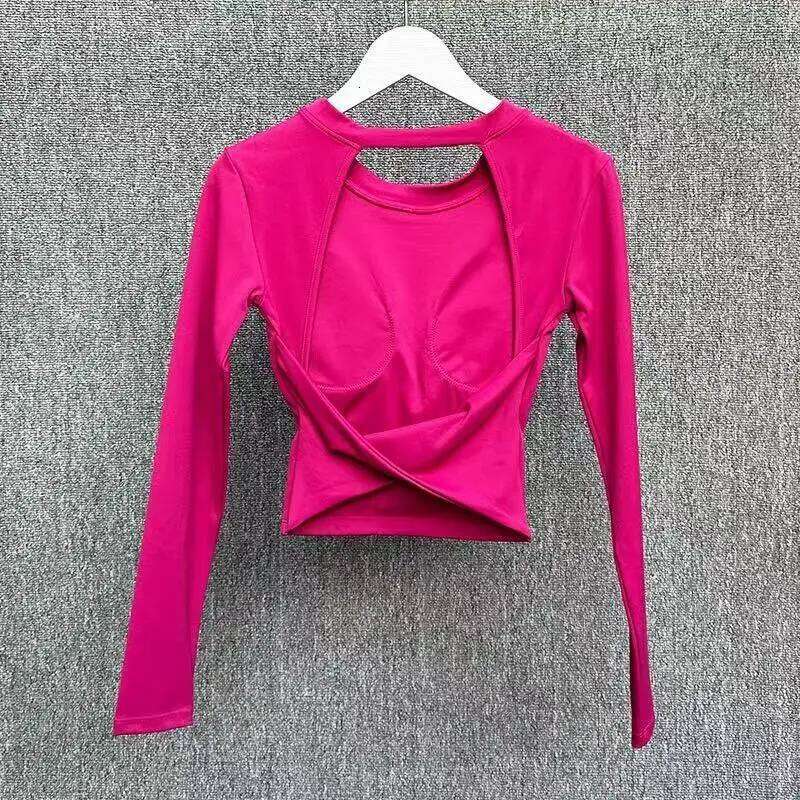 Sexy Yoga Women, Breathable, with Fixed Cups, Sports Top for Pilates, Workout, and Fitness, Long-Sleeve 26Y0223