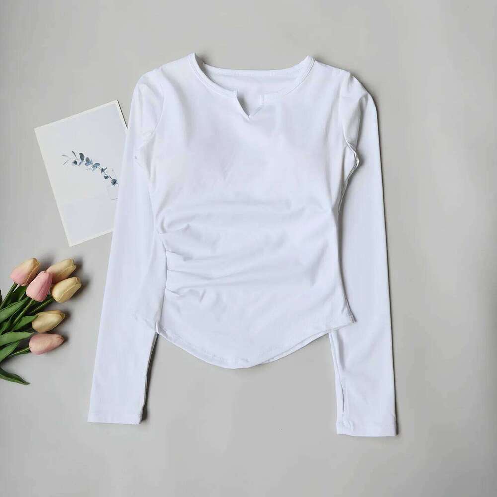 Sexy V-Neck Fitness Top for Women, Slim Fit Tummy Control Long Sleeve, Quick Dry Yoga & Running Shirt 26Y0224
