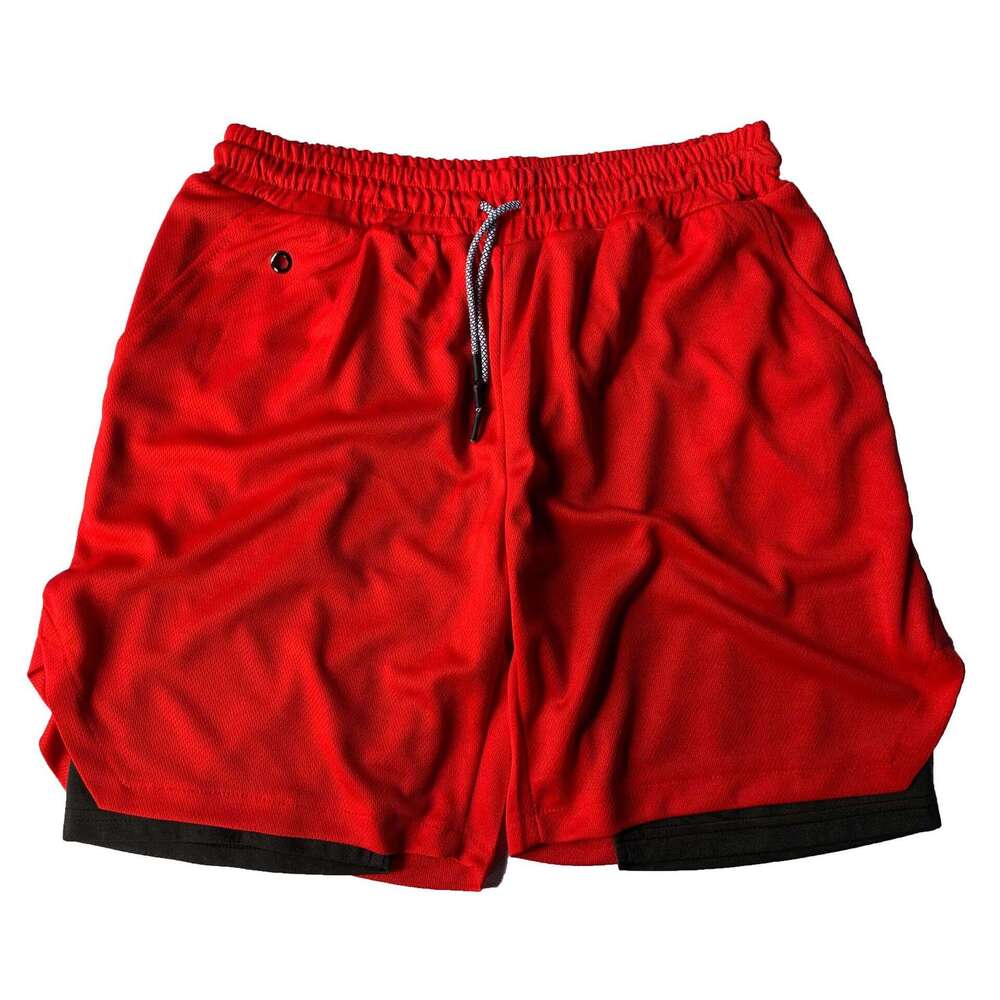 Summer new cross-border fake two-piece casual sports fitness personalized trendy quick-dry shorts with anti-exposure double-layer design