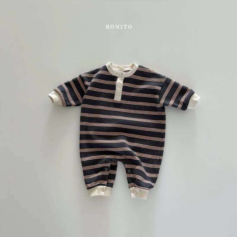 Unisex Baby Spring Autumn Warm Romper Infant Striped Bodysuit Boys & Girls Cute Long-Sleeve Outdoor Jumpsuit 26H0224
