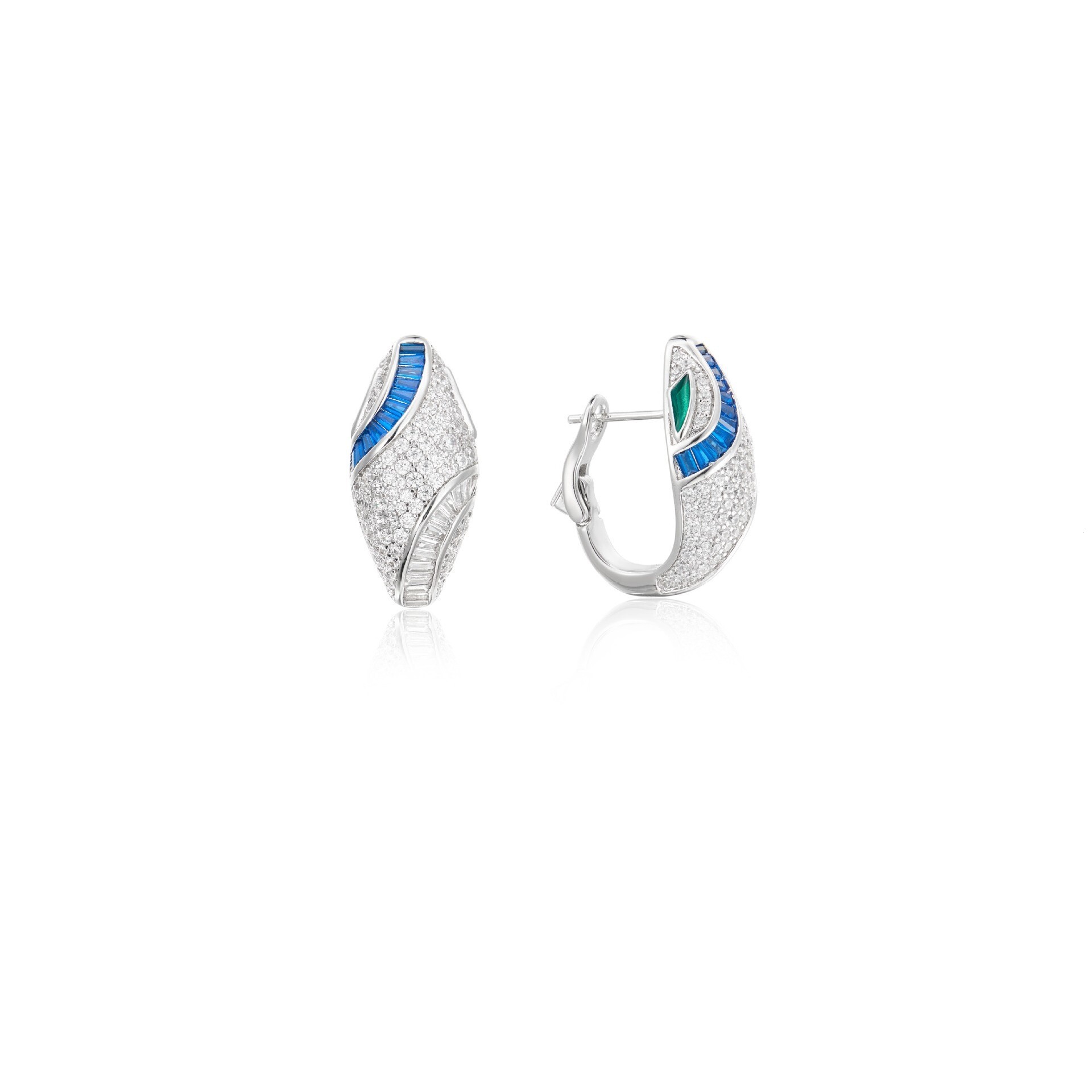 Earrings New Gold-Plated Serpentine And Fashion Earrings, Unique Green-Eyed Snake Head Earrings, Exaggerated Texture Ear Clasps Earrings