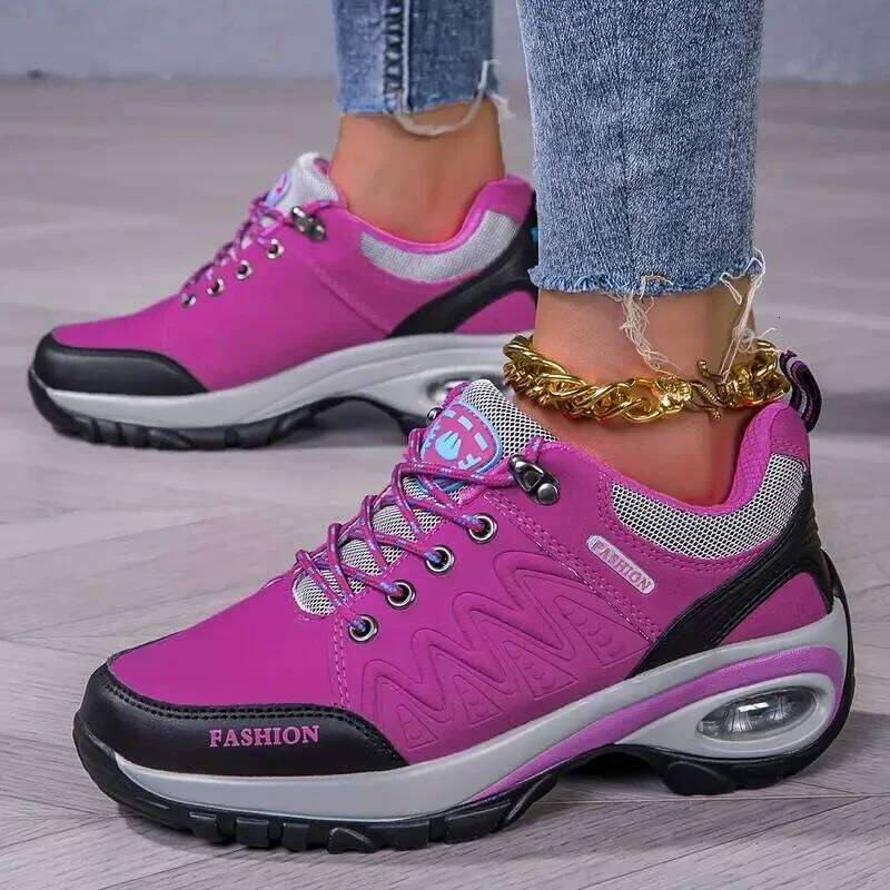 Women's Fashion Sneakers Breathable Knit Upper EVA Sole Hiking Outdoor Waterproof Camping Non - Slip Sports Shoes