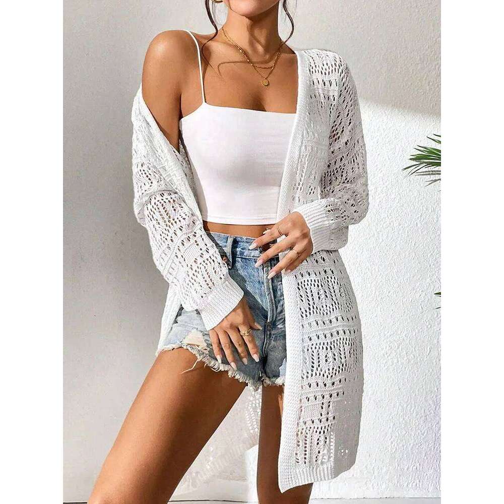 Mardi Hefxessdr Polyester solid color nitted cardian with sun shadin loose fittin fashion mid lenth and eleant sweater