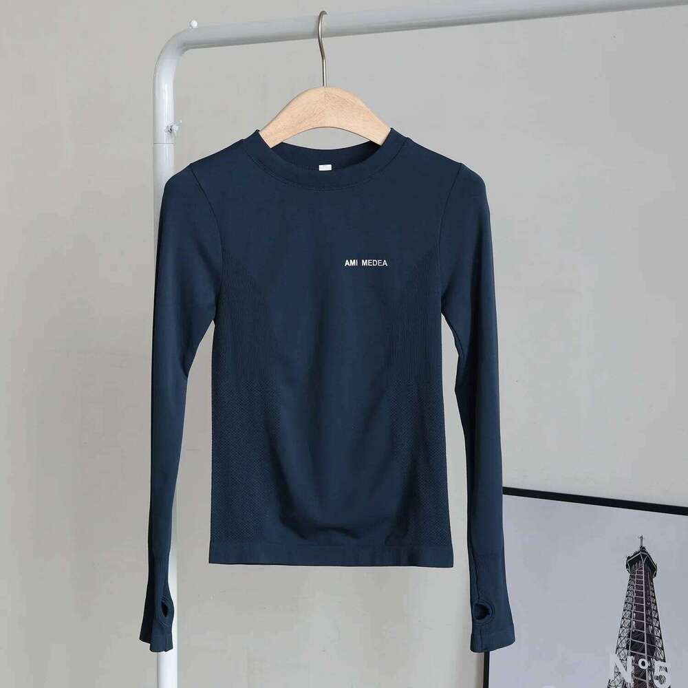 Women's Long-Sleeve Fingerless Round Neck Sports Top, Running Quick-Dry T-Shirt, Tight and Sexy Yoga Fitness Wear 26Y0224