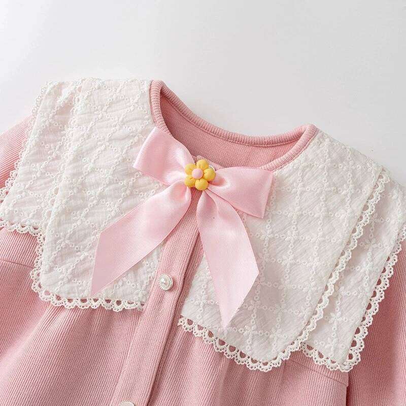 2Piece Sets Spring Autumn Girls Jumpsuits Cute Doll Collar Bow Princess Rompers Baby Boutique Clothing Newborn Photography BC476 26H0224