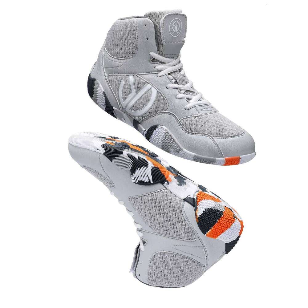 New Men's Large Wrestling Mesh Breathable Boxing Shoes Anti Slip Wear Resistant Sneaker Fashionable Casual High Sport Shoe SPLELED