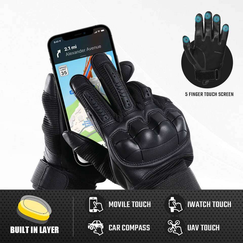 TouchScreen Tactical Full Finger Gloves Hard Rubber Paintball Airsoft Bicycle Combat PU Leather Anti-skid Cycling Work Glove Men 26H0224