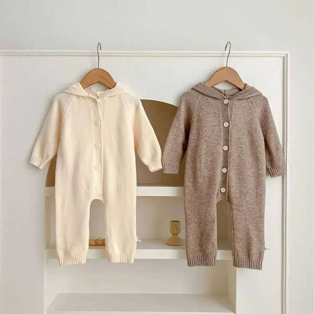 7623 Baby Jumpsuit Autumn Cute Little Bear Ears Boy's Knitted Climbing Clothes 26H0224