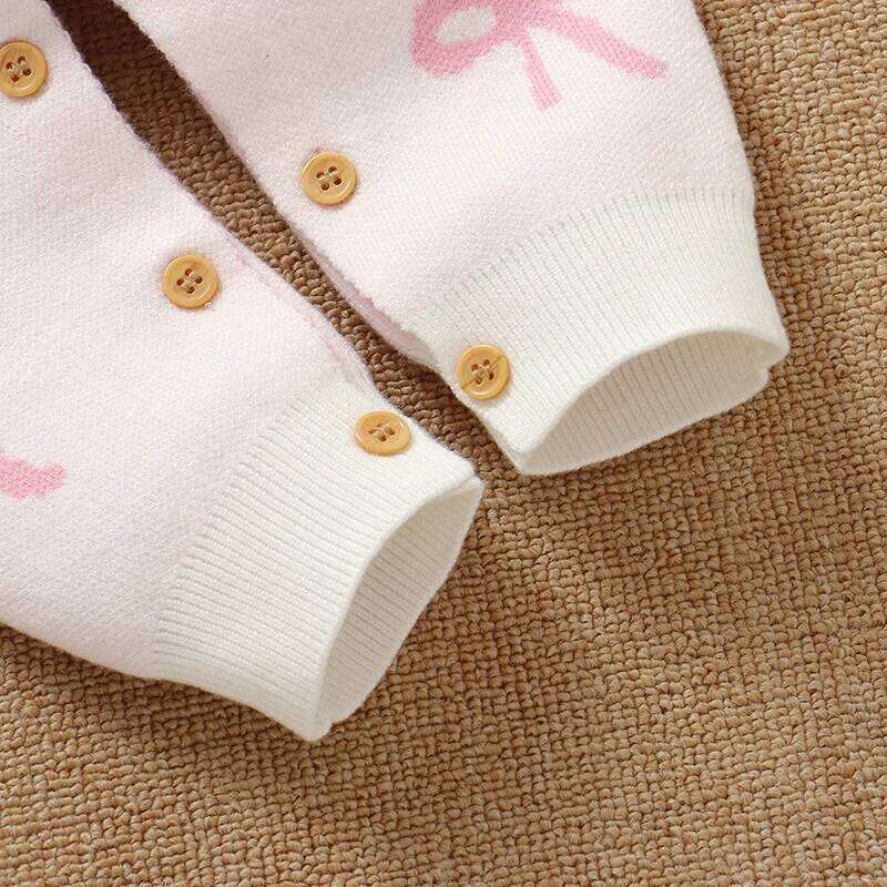 White Baby Girl Romper Knitted Fashion Long Sleeve Newborn Infantil Bowknot Pattern Jumpsuits Outfits Children Clothes 26H0224