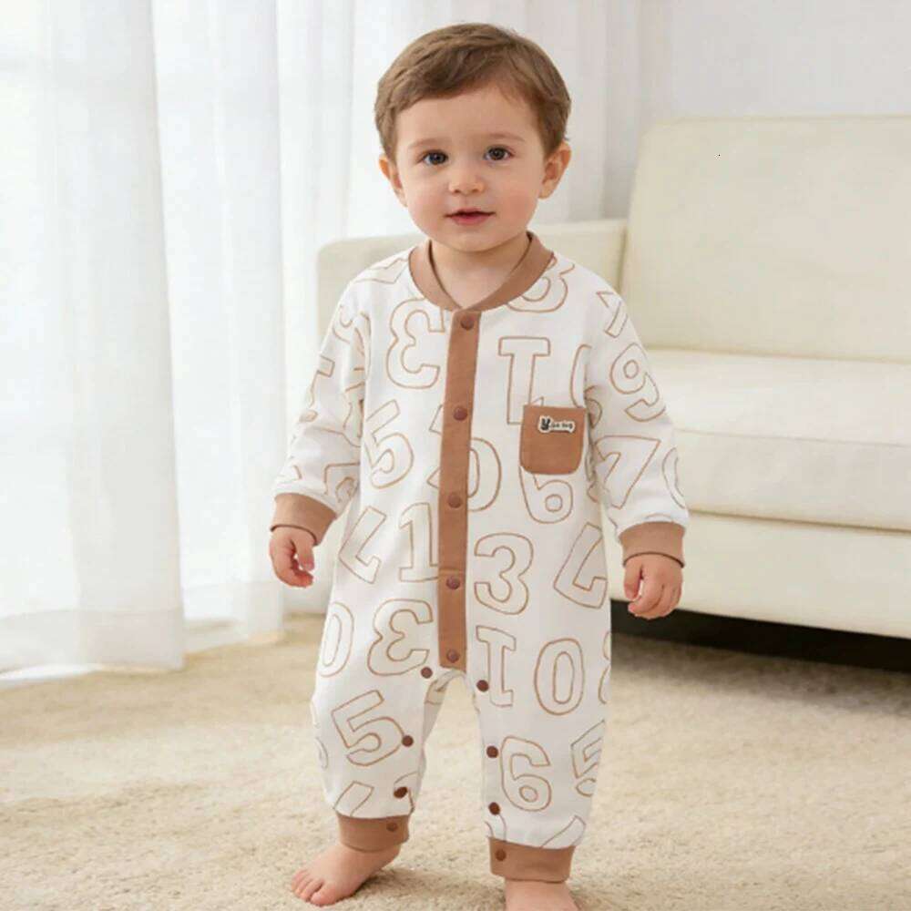 Baby Girls Long Sleeve Printing Rompers 0-2 Years Infant Boys 100% Cotton Jumpsuit 26H0224