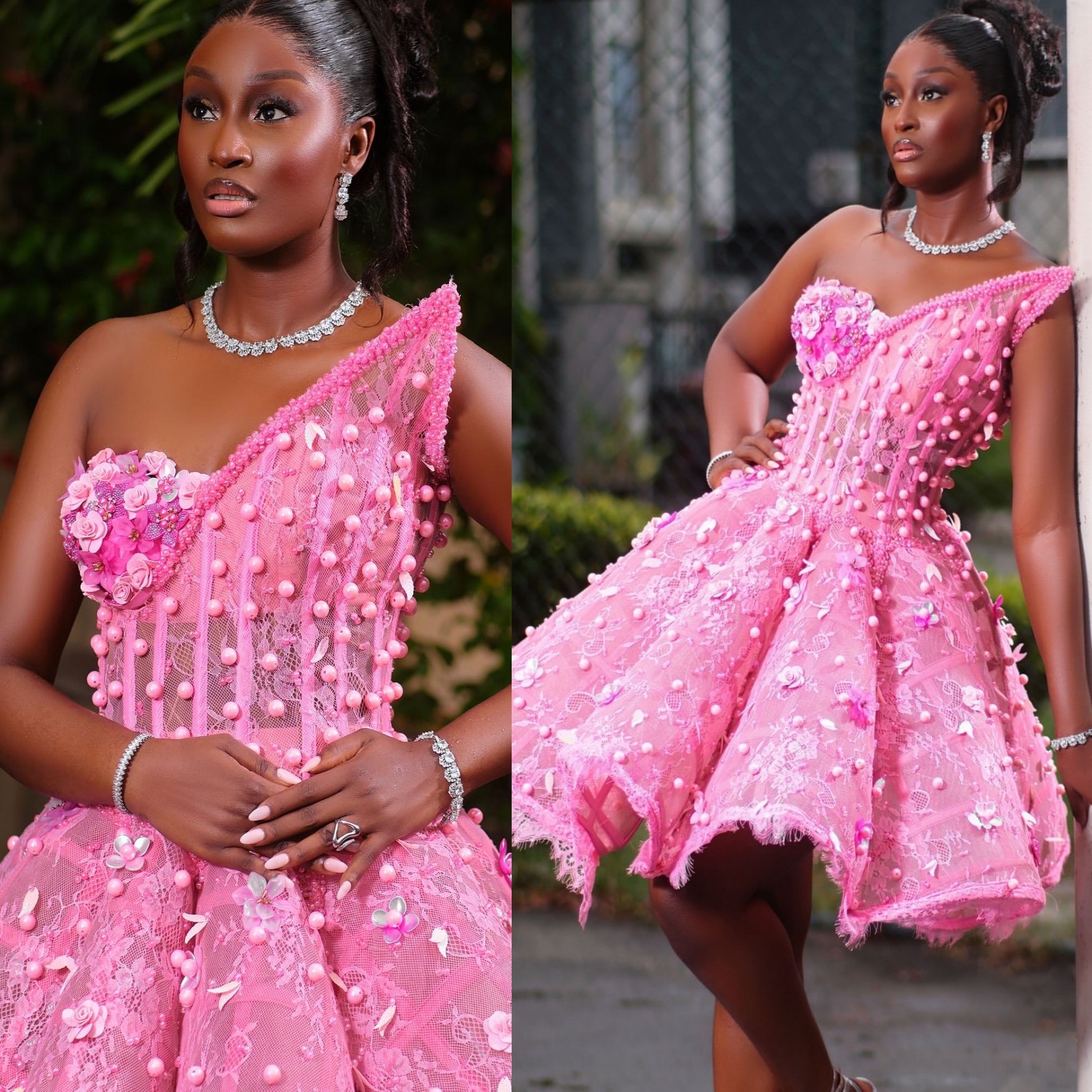 2026 Pink A-line Cocktail Dress Sweetheart Lace Pearls Flowers Knee Length Short Mini Graduation Homecoming Dresses For Special Occasions Sweetheart G