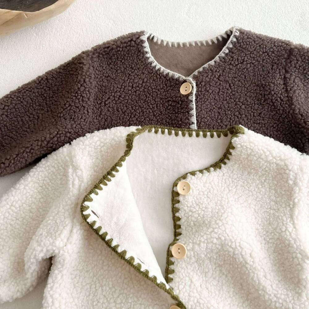 Winter New in Infant Kids Thicken Plush Warm Outfits ,toddler Baby Overlock Jumpsuits Newborn Romper Gift Hat 0-3Y 26Y0224