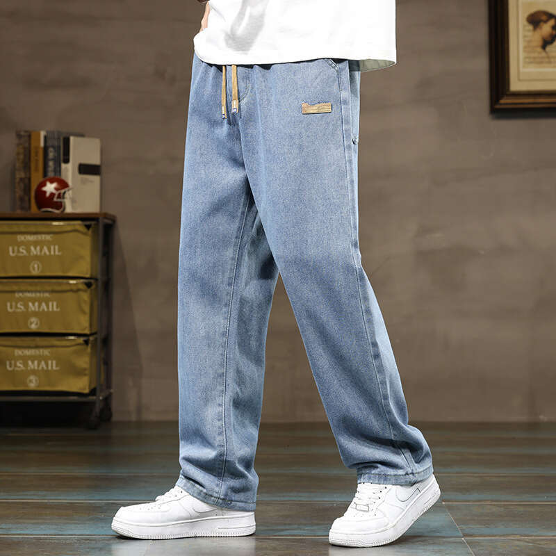 2025 Spring Autumn New Men's Straight-Leg Jeans, American Style Casual, Tall Slimming, Loose and Comfortable Pants