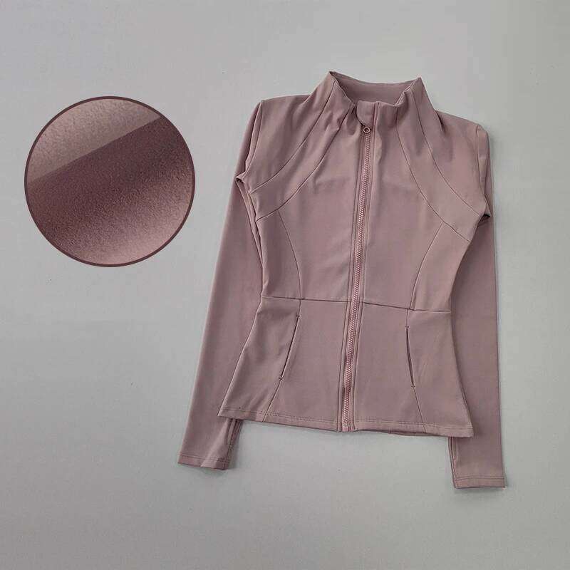 Women's Sports velvet Yoga Slim-fit Long-sleeved Keep Warm Running Sport Coat Pilates Fitness Top Workout 26Y0224