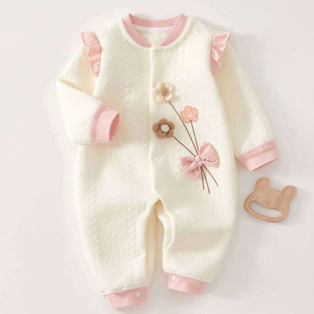 Girl Romper Long Sleeve Cotton Autumn Winter Warm Newborn Clothes Princess First Birthday Baby Jumpsuit High Quality 26H0224