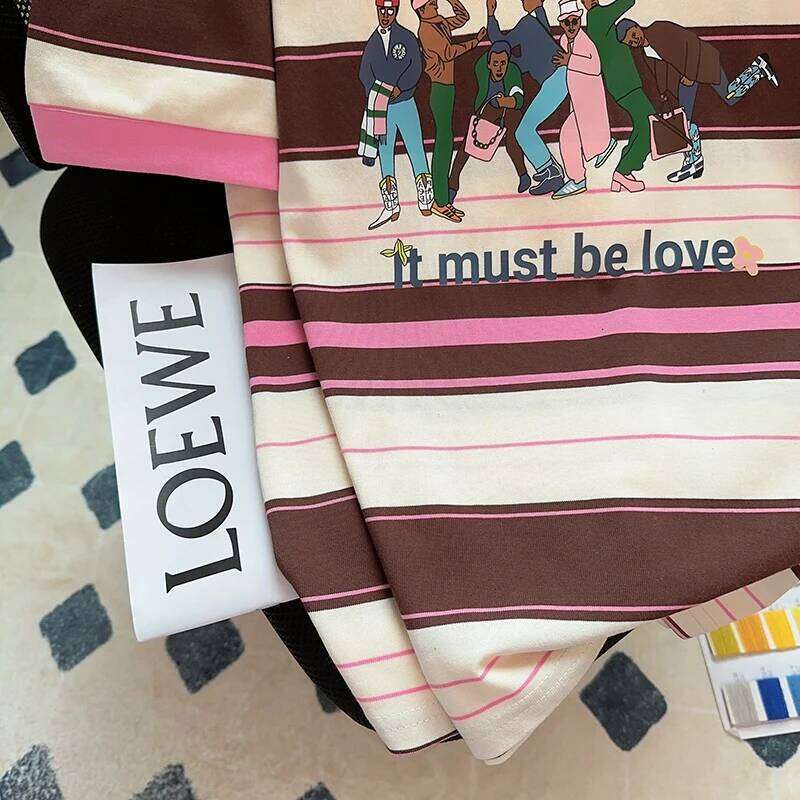 Short Sleeved T-shirt Summer 2023 Trendy Stripe Polo Top Large Women's Shirts 26W0224