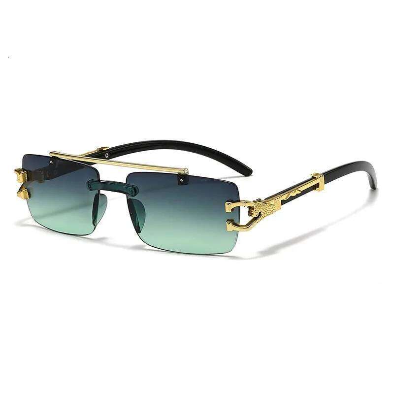 2025 New Fashionable Frameless Cutting Edge Integrated Double Beam Leopard Leg Anti UV Sunglasses Retro Versatile 26W0224