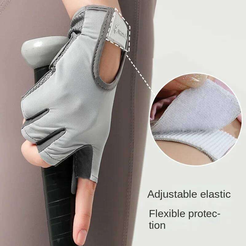Women's Fitness Outdoor Sports Anti Slip Shock-absorbing Half Finger Gloves Durable and Breathable 26H0224