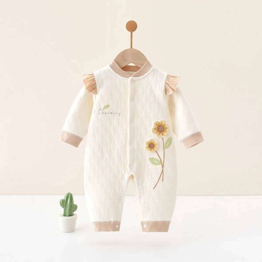Girl Cute Clothes Newborn Baby Warm Spring Autumn Outwear Jumpsuit Infant 0-18Months Soft Pure Cotton Casual Bodysuit 26H0224