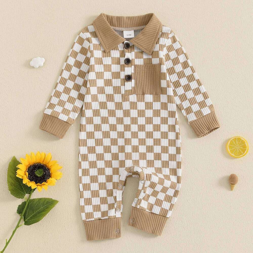 Citgeett Spring Infant Baby Boy Romper Casual Plaids Print Long Sleeve Jumpsuit Fall Outfit Clothes 26H0224