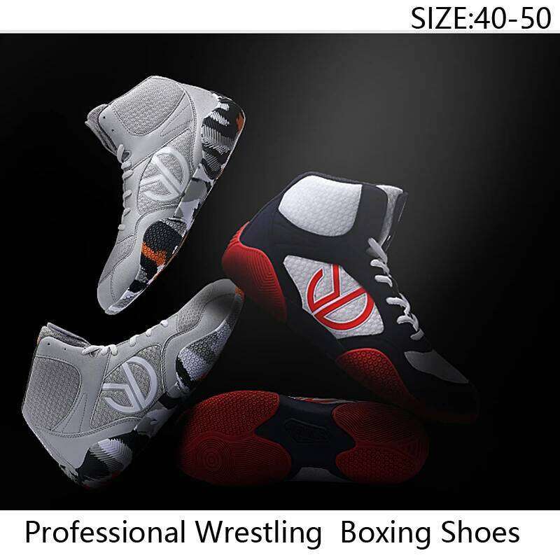 New Men's Large Wrestling Mesh Breathable Boxing Shoes Anti Slip Wear Resistant Sneaker Fashionable Casual High Sport Shoe SPLELED