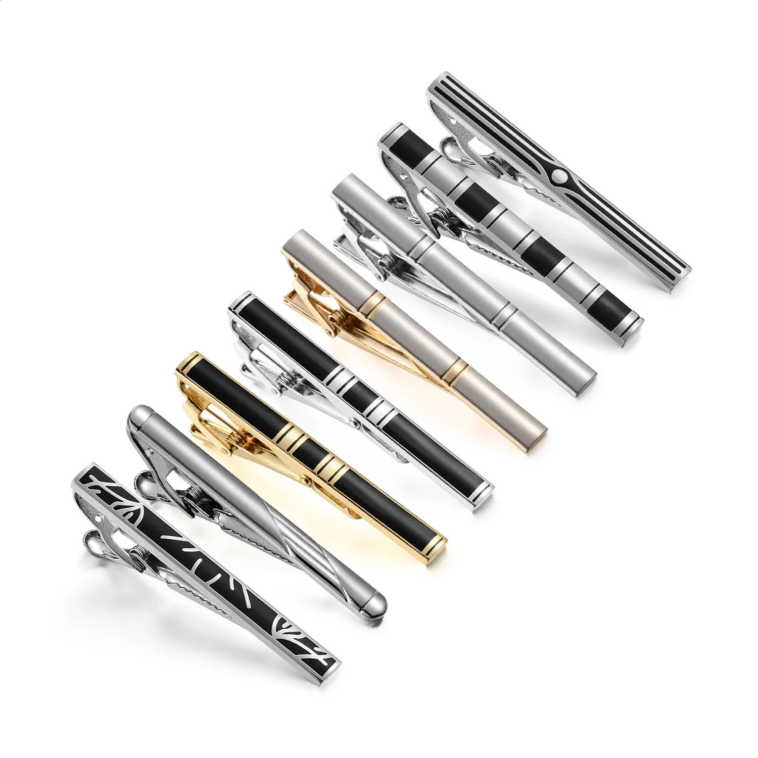 7/8 PCS Tie Clips Set With Gift Box Wedding Guest Gift Mens Jewelry Business Man Shirt Cufflinks Gift For Husband 260202