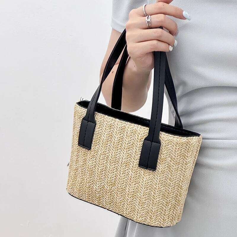 FemaleTravel Bohemian Vacation Shoulder Beach Women's Leisure Grass Woven Handbag Drawstring Bucket Crossbody Bag Z260224