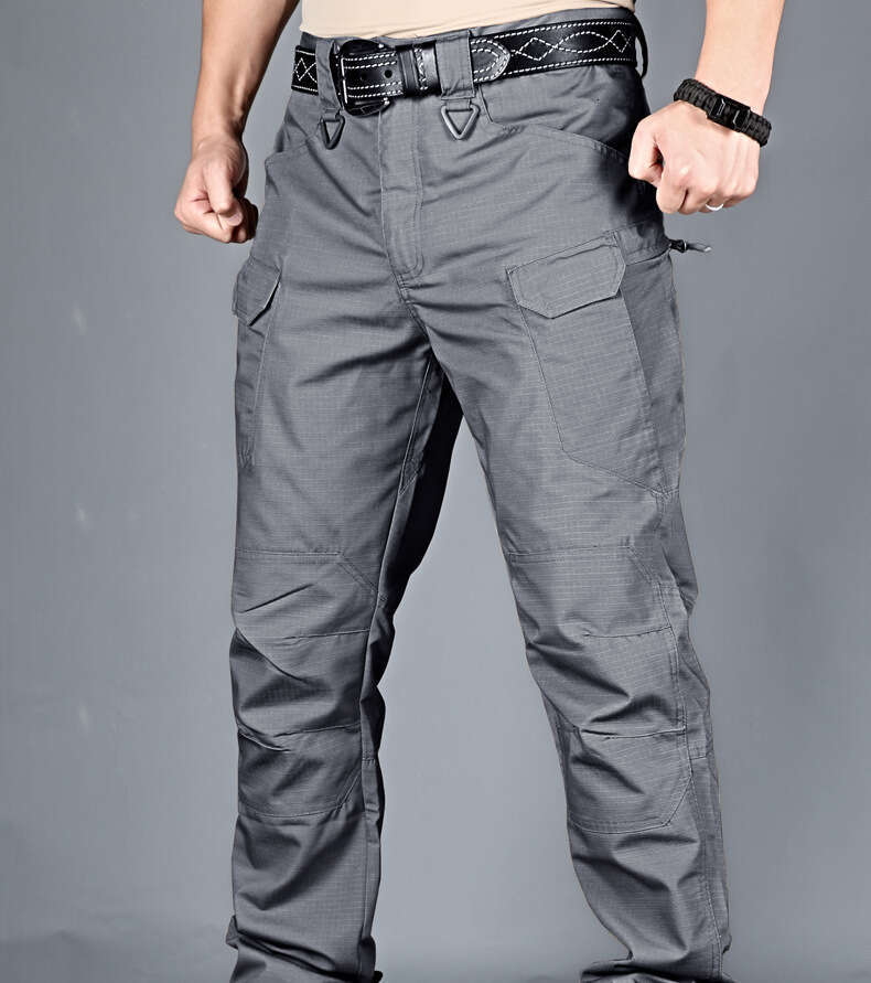 Cross-border ready-to-ship tactical pants with multiple pockets, durable workwear plaid long pants, outdoor plus-size men's trousers