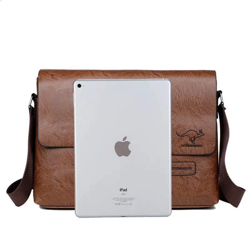 Business Shoulder Bag For IPAD PU Leather Business Handbag Men Messenger Bag Large Side Sling Bag Fashion Man Crossbody Bag 260202