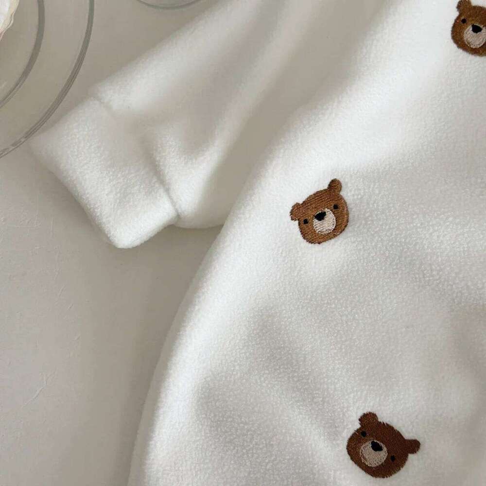 0-18 Month Newborn Romper Boys Girls Cute Bear Embroidery Long Sleeve Baby Bodysuit Clothes Infant Autumn&Winter Costumes 26H0224