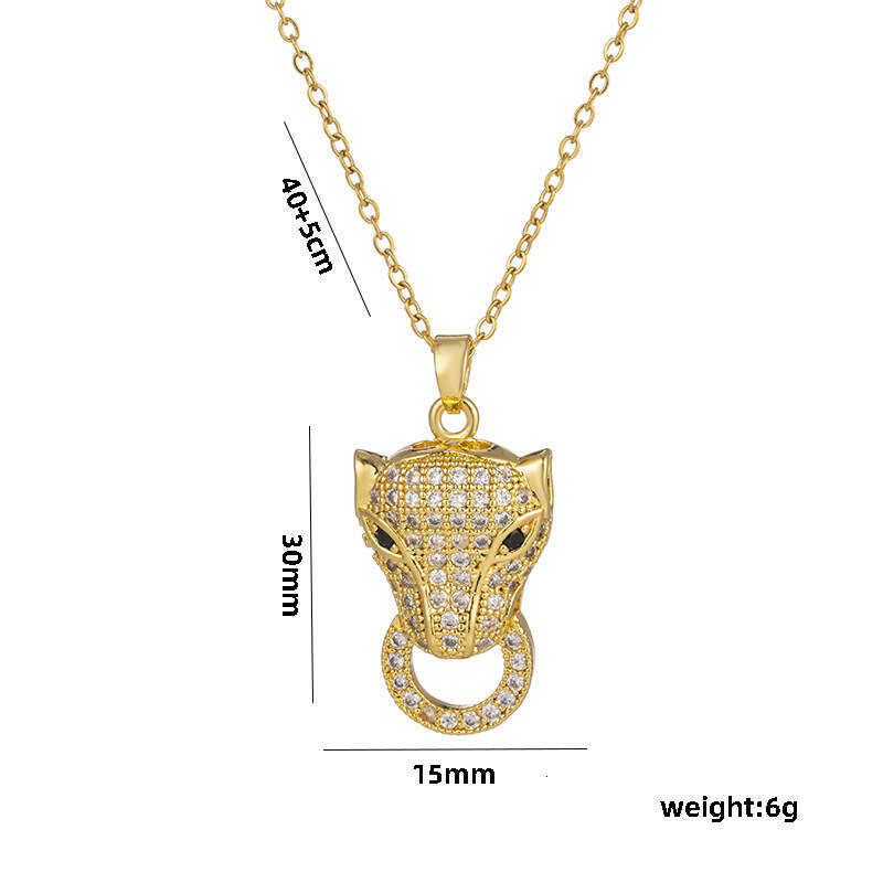 Micro-Inlaid Zircon Necklace Personalized Light Luxury Leopard Pendant Collarbone Chain Exaggerated Fashion Choker