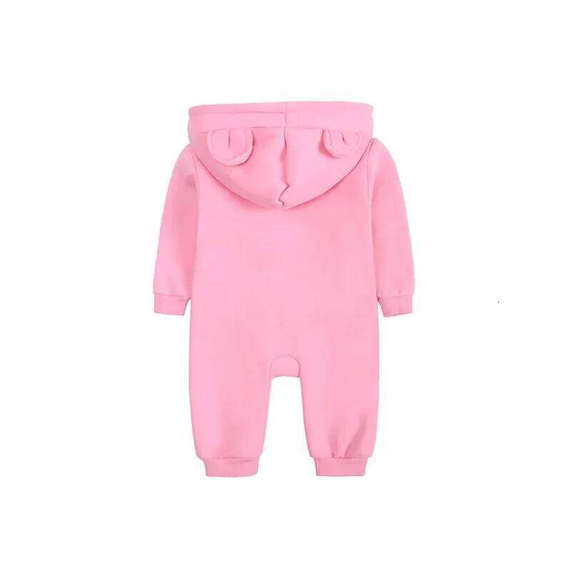 Spring Autumn Girl Fashion Solid Color Newborn Baby Clothes Cotton Long Sleeve Hooded Infant Romper 3-18 Months 26H0224