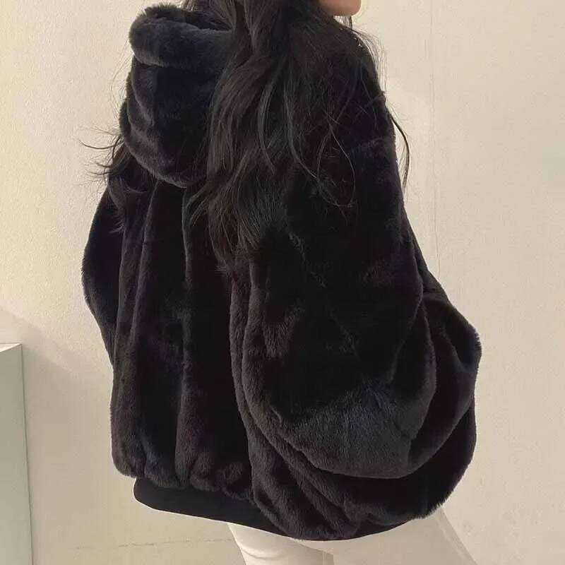 Mardi Hefxessdr Winter Thicen Warm Paras Women Fashion Double Sided Hooded Fleece Coat Ladies Korean Loose Lon Sleeve Zip Up Jacets