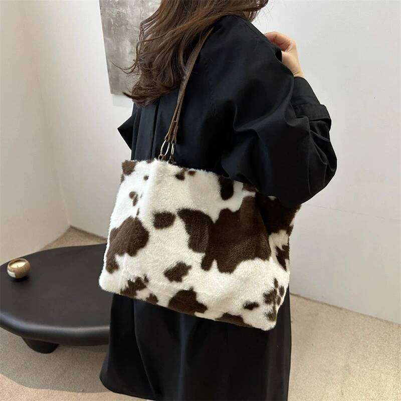 Stylish Women Shoulder Autumn Winter Zebra Stripes Cow Pattern Underarm Bag Fashion Shopping Travel Handbags Z260224