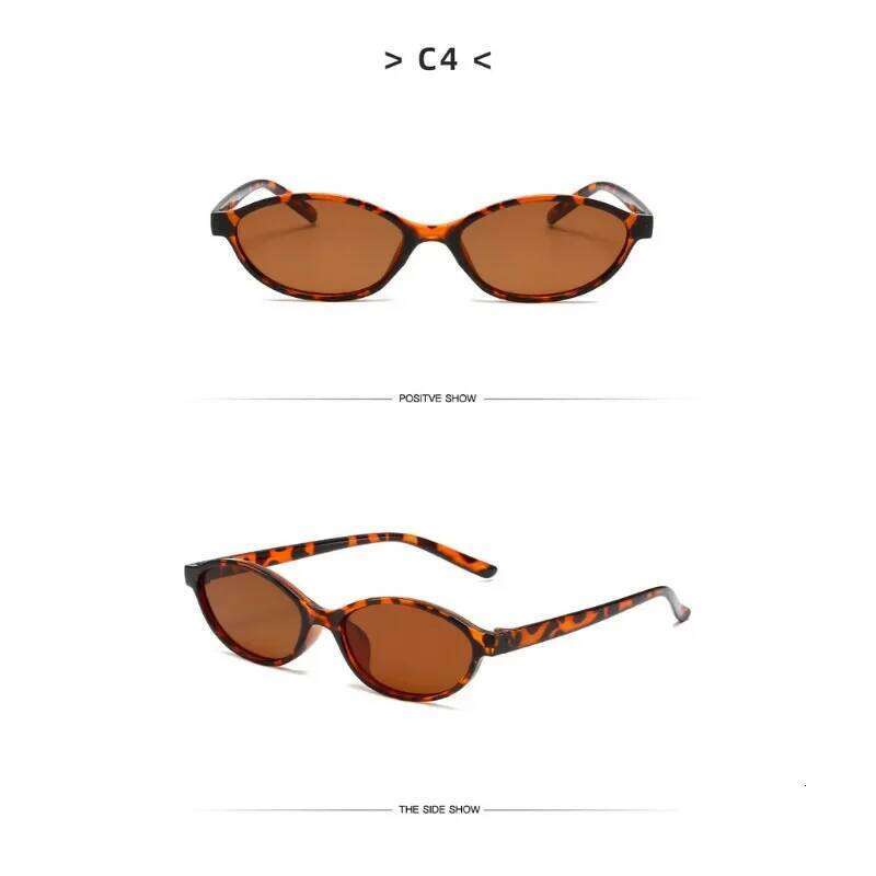 Cute Oval Small Frame Sunglasses Women New Retro Style Sexy Brown Sun Glasses Ladies Trendy Fashion Decorative Shades Eyeglass 26W0224